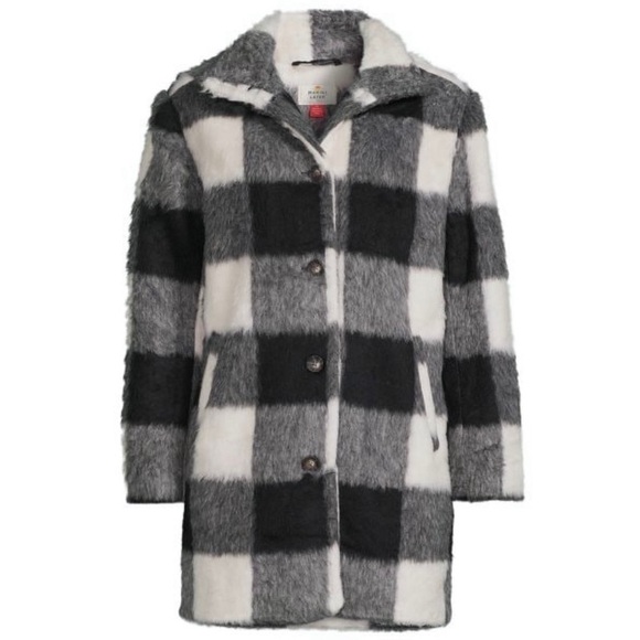 NWT MARINE LAYER Wool Blend Plaid Check Button Up High Neck Long Cocoon Coat M - Picture 8 of 8